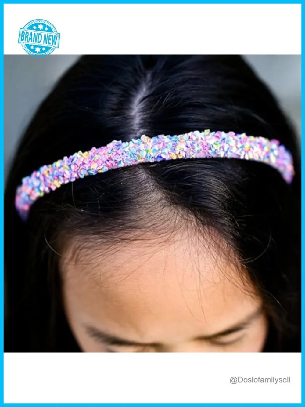Sparkly Sequin Headband Set - 4 Thin Non-Slip Hair Bands for Kids